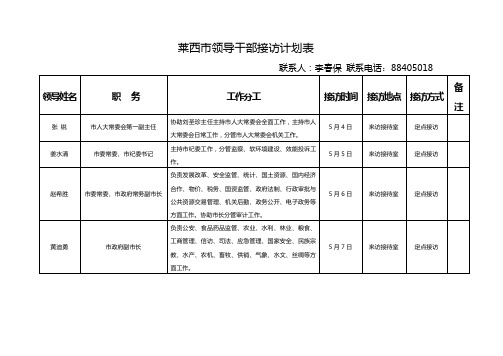 莱西市领导干部接访计划表