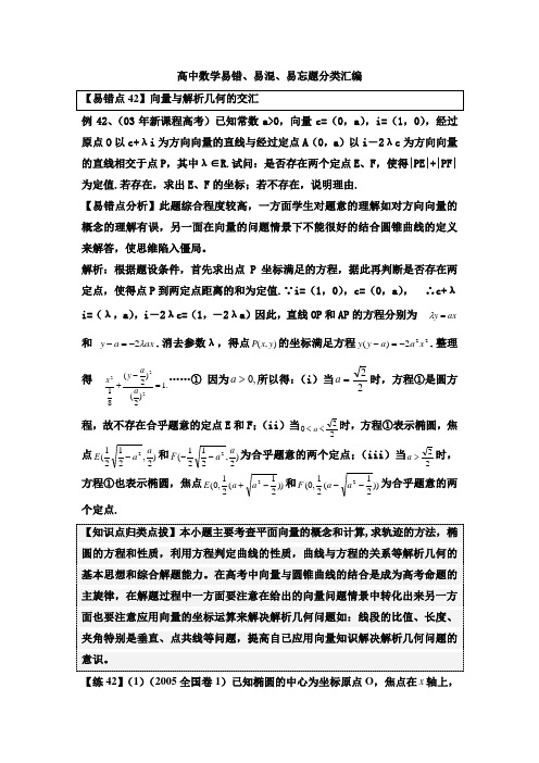 高中数学易错、易混、易忘题分类汇编一