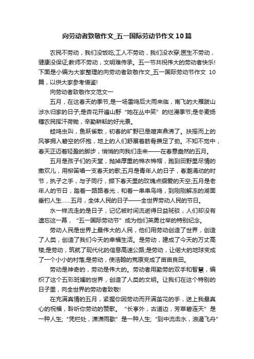 向劳动者致敬作文_五一国际劳动节作文10篇