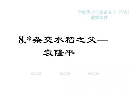 【学练优】八年级语文上册(语文版 课件)：8.《杂交水稻之父——袁隆平》