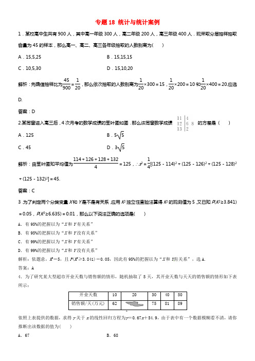 2017年高考数学深化温习命题热点提分专题18统计与统计案例理