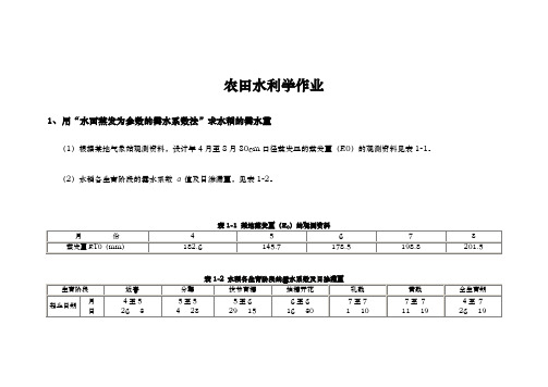 农田水力学作业2015年3答案解析