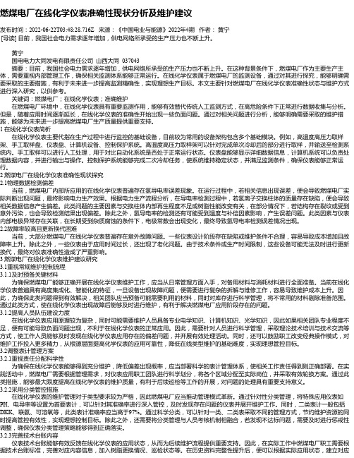 燃煤电厂在线化学仪表准确性现状分析及维护建议