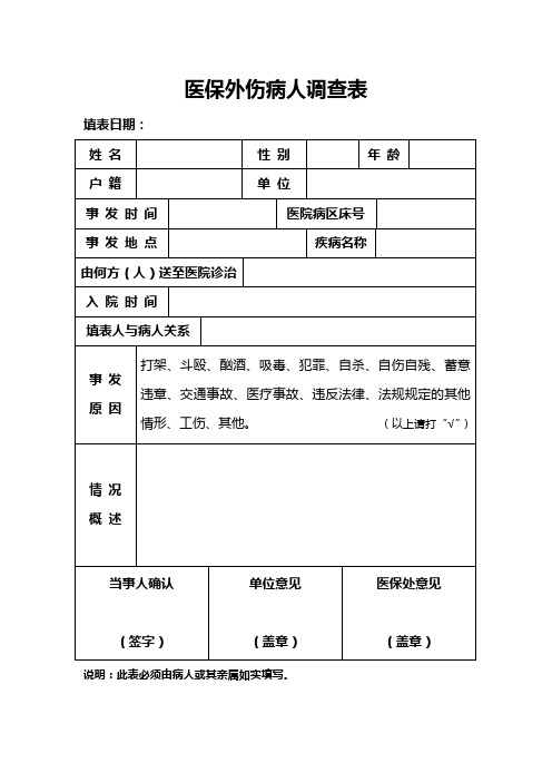 医保外伤病人调查表(附)1