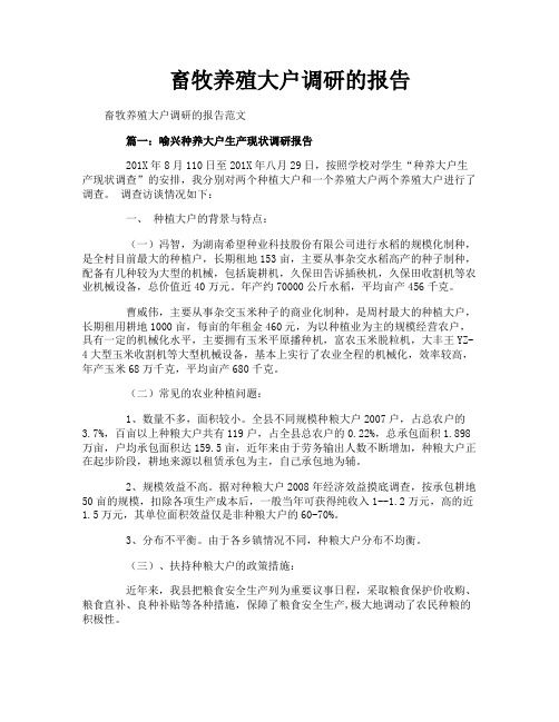 畜牧养殖大户调研的报告