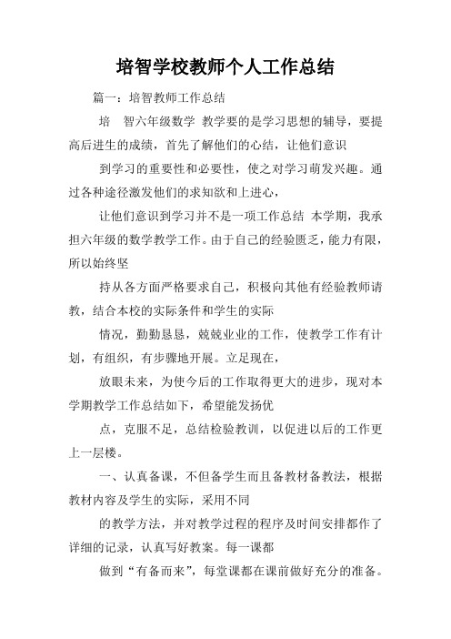 培智学校教师个人工作总结