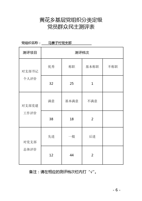 党员群众民主测评表