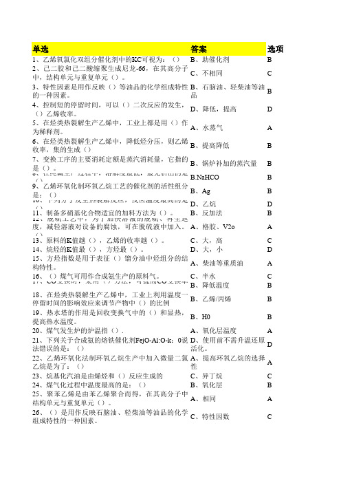 化工工艺学(高起专) 20年 西交大考试题库及答案