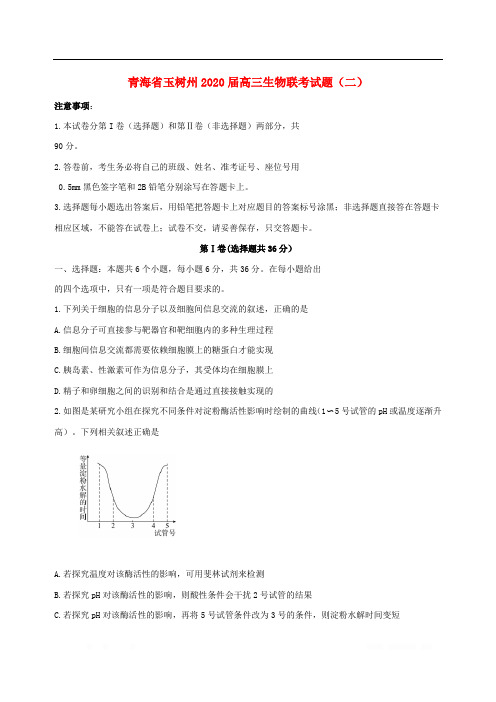 青海省玉树州2020届高三生物联考试题(二)