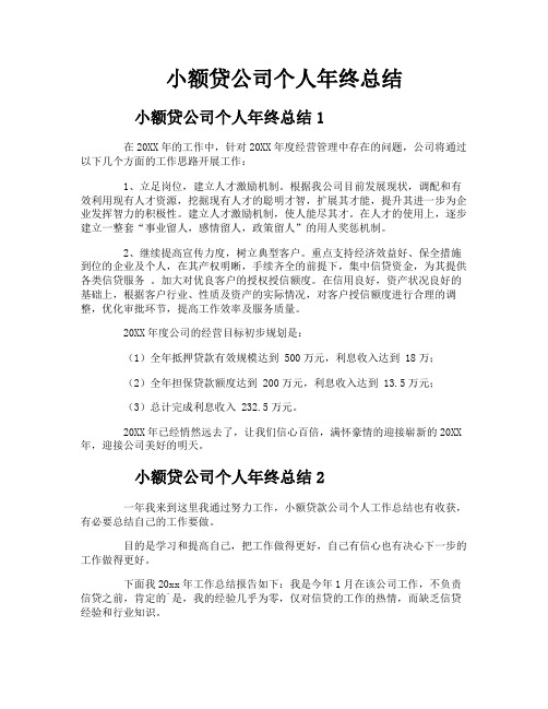 小额贷公司个人年终总结