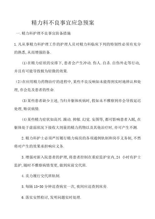 精神科不良事件应急预案