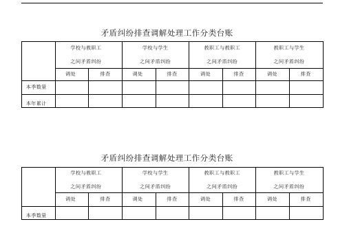 学校矛盾纠纷排查调解处理工作分类台账