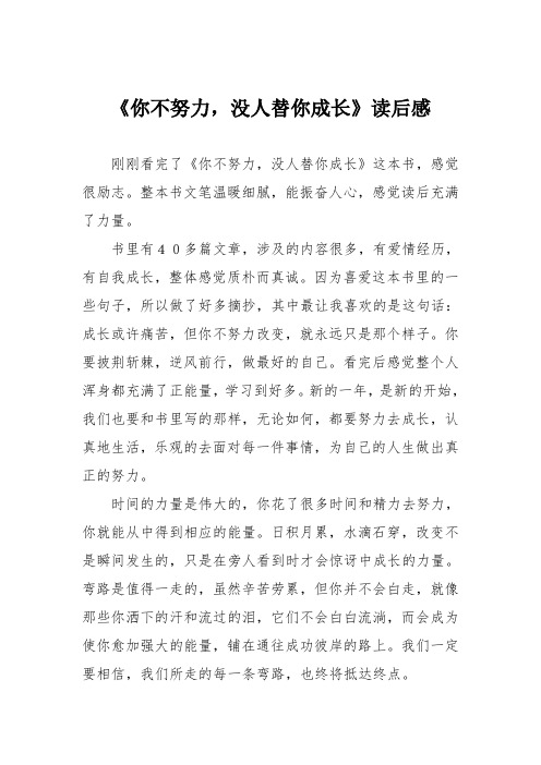 《你不努力,没人替你成长》读后感