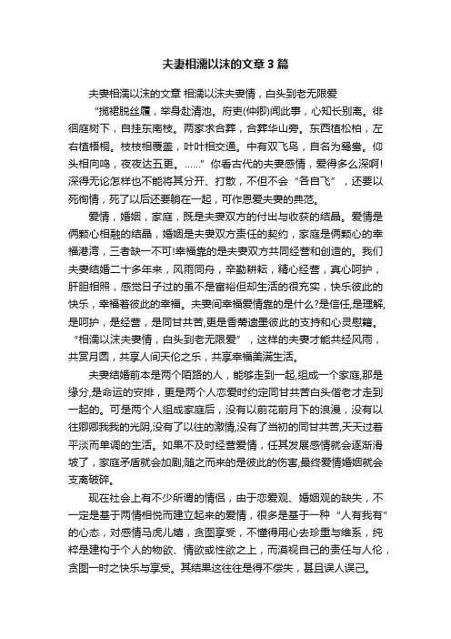 夫妻相濡以沫的文章3篇