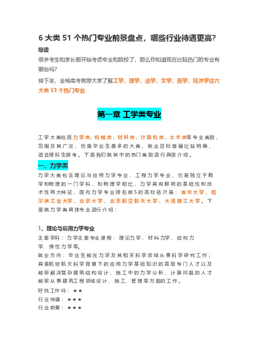 6大类51个热门专业前景大盘点