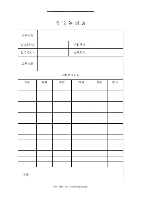 最新会议签到表+会议记录表