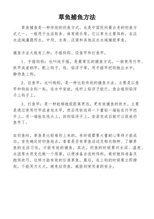 草鱼捕鱼方法