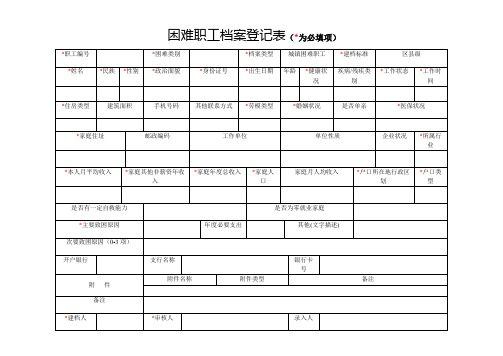 困难职工档案登记表