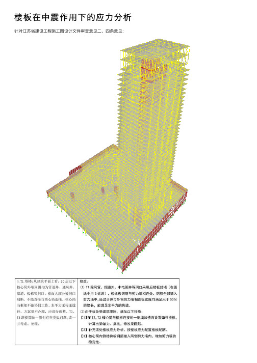 楼板在中震作用下的应力分析