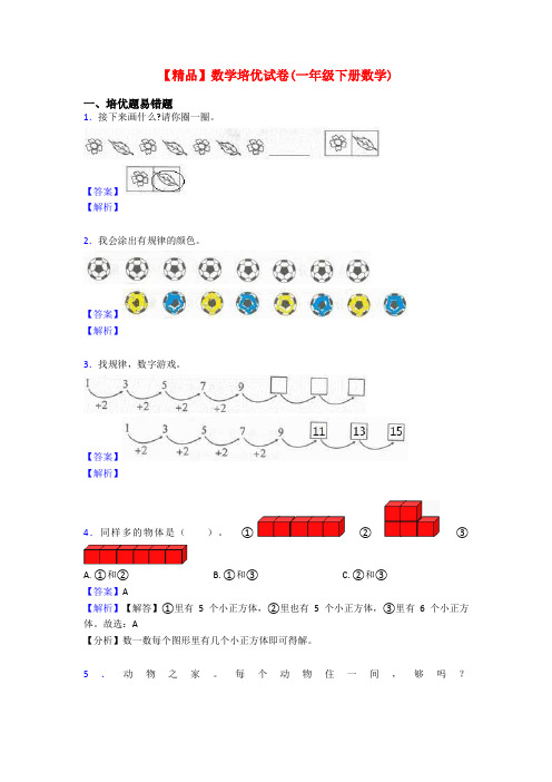 【精品】数学培优试卷(一年级下册数学)