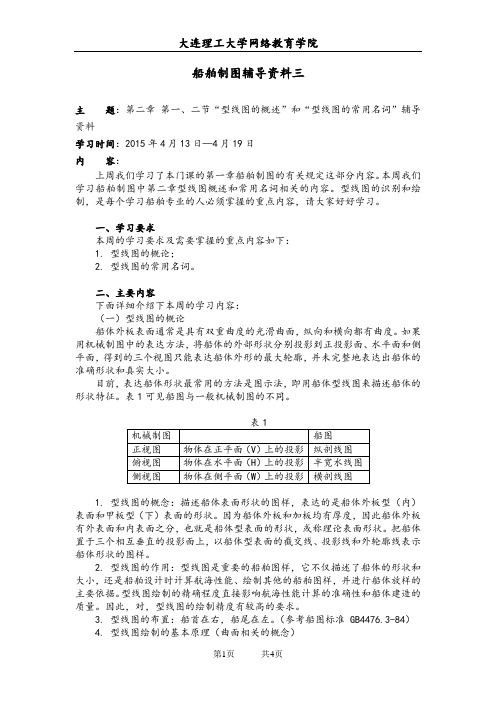 大工15春《船舶制图》辅导资料三