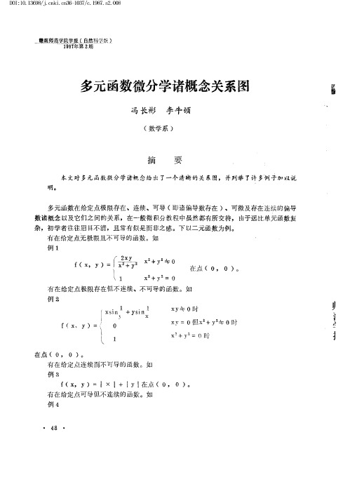 多元函数微分学诸概念关系图