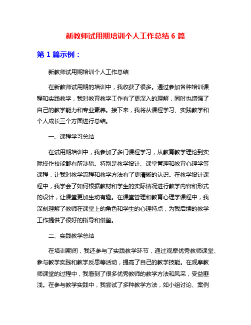 新教师试用期培训个人工作总结6篇