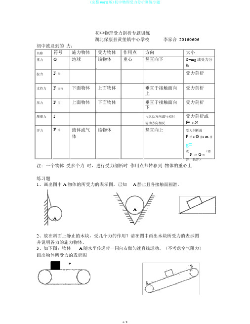 (完整word版)初中物理受力分析训练专题