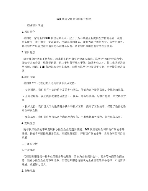 SYB代理记账公司创业计划书