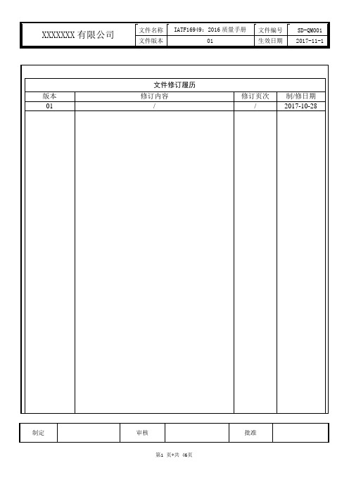 [2017最新]IATF16949质量手册(可编辑版本)