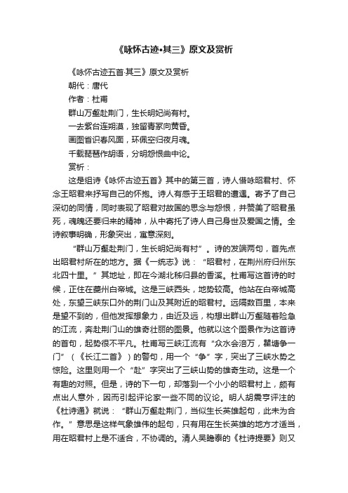 《咏怀古迹·其三》原文及赏析