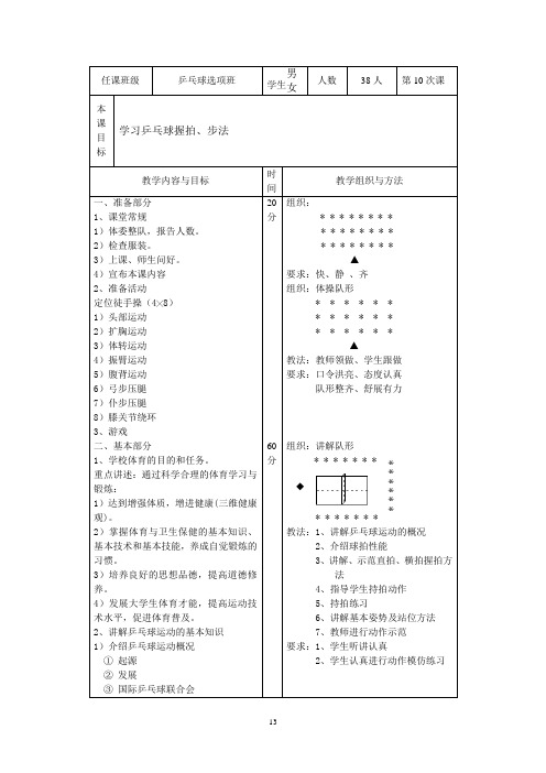 10学习乒乓球握拍、步法