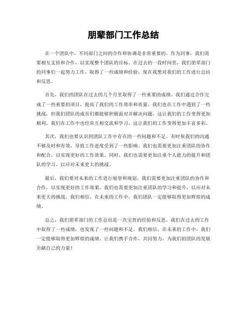 朋辈部门工作总结