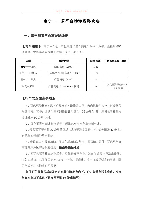 南宁到罗平自助游线路攻略