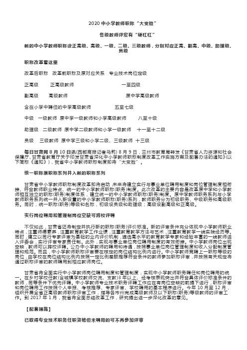 2020中小学教师职称