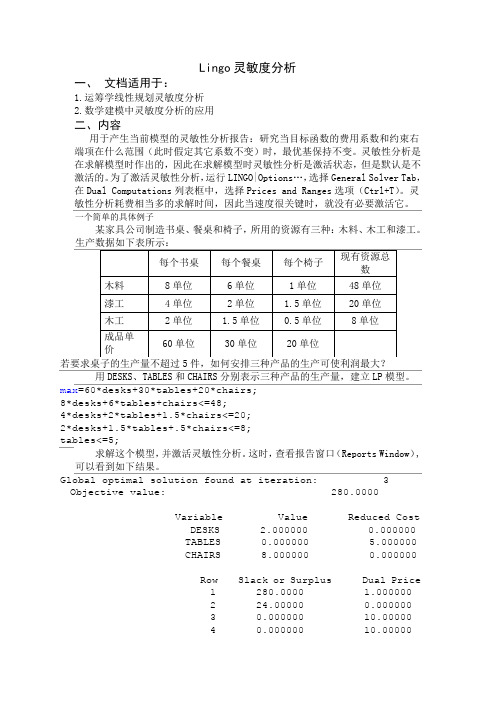 灵敏度分析lingo