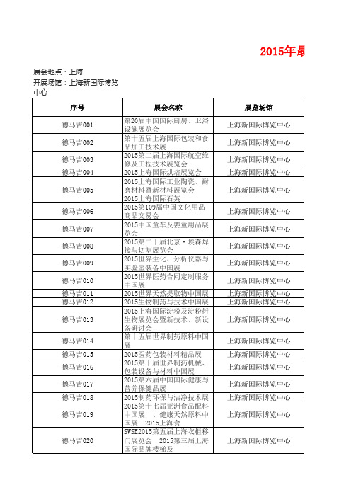 2015年最新上海展览会时间排期表