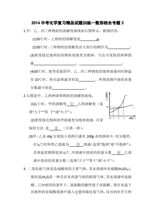 2014中考化学复习精品试题训练-数形结合专题3解读
