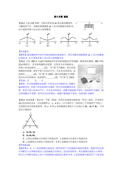 【2013真题汇编】第9专题 磁场