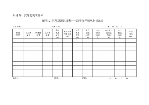 沉降观测表格式