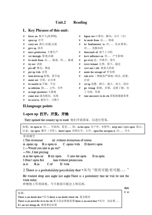 高二牛津英语模块七Unit2Reading语言点讲解