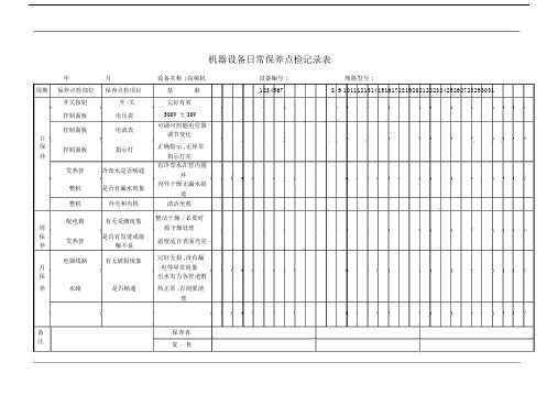 高频机日常保养点检记录表.doc