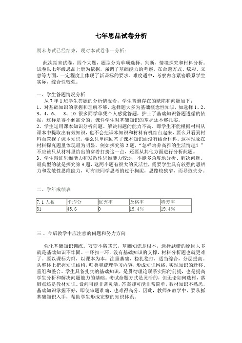 思品试卷分析