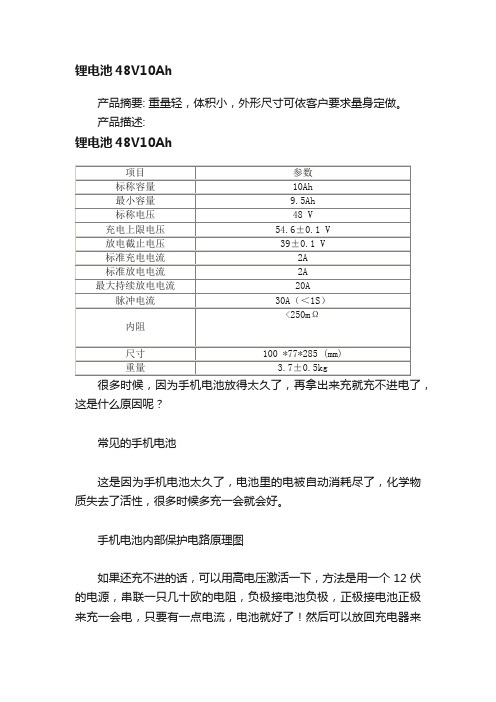 锂电池48V10Ah