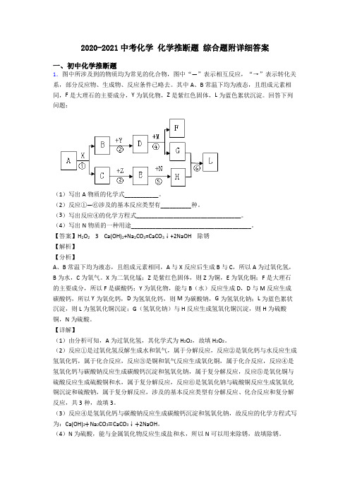 2020-2021中考化学 化学推断题 综合题附详细答案