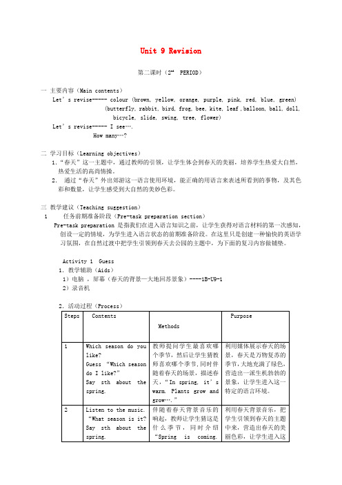 一年级英语下册 1B Unit9 Revision2教案 沪教牛津版