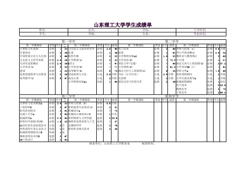 山东理工大学成绩单模板