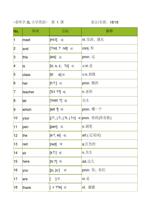 看听学3L小学英语第一册(1-60课)