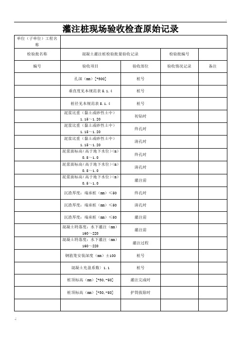 灌注桩现场验收检查原始记录