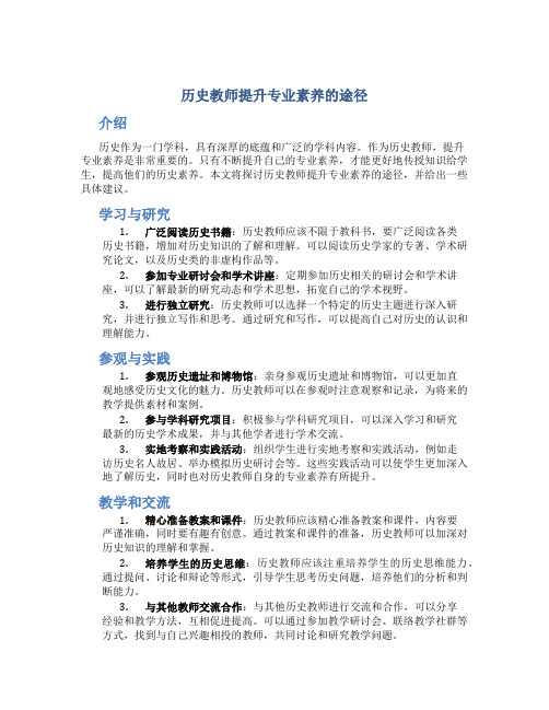 历史教师提升专业素养的途径